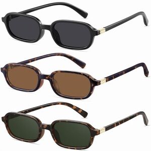 YMRFW Pack of 3 Retro Small 90’s Style Square Frame UV Protection Sunglasses